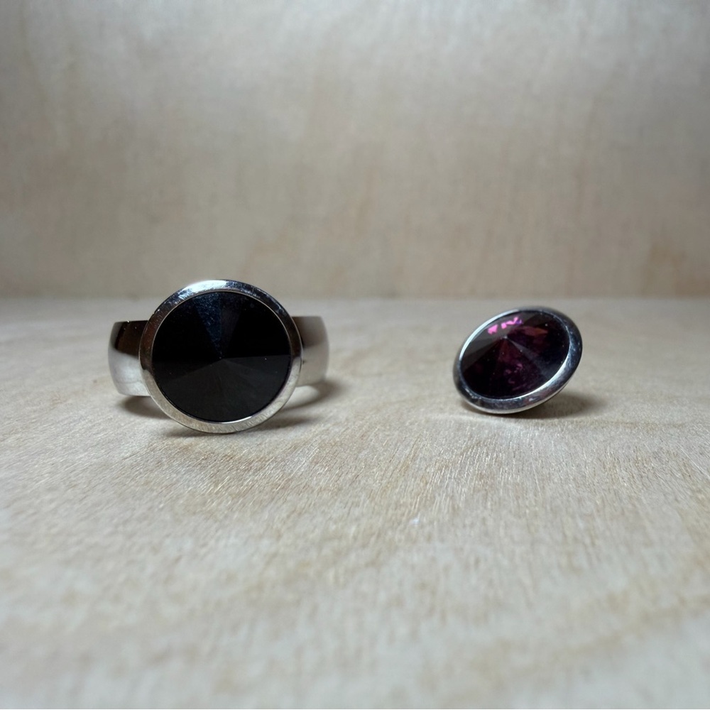 Chic Silver Ring with changeable settings - Picture 2 of 3